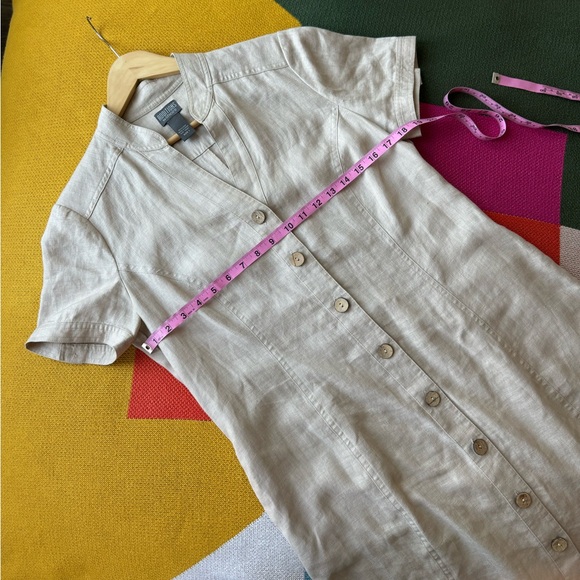 Chico's Khaki Linen Button Down Shirt Dress - Picture 10 of 11